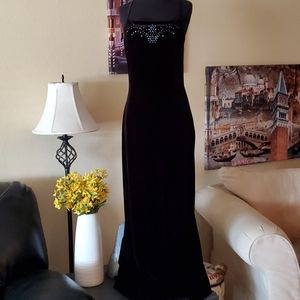 Black velvet long formal dress
